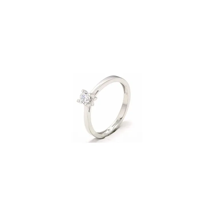 Witte zirkoon solitaire ring in 9 karaat witgoud