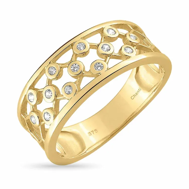 breed witte zirkoon gouden ring in 8 karaat goud - Gold Collection
