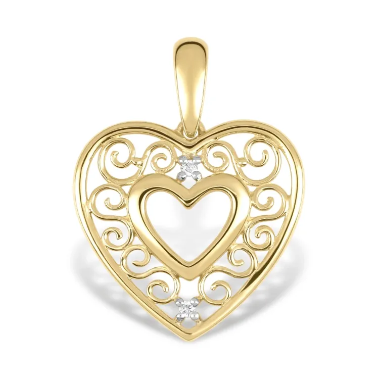 hart zirkoon hanger in 8 karaat goud met rodium
