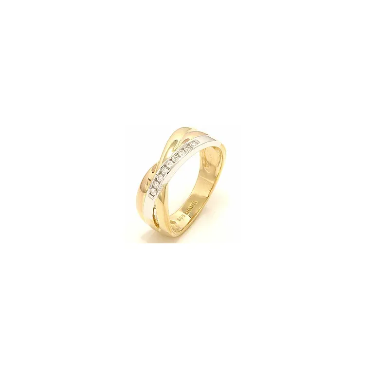 abstract diamant ring in 14 karaat geel-, wit-, en roodgoud 0,09 ct