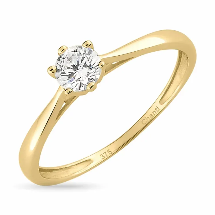 smal solitaire ring in 8 karaat goud - Gold Collection