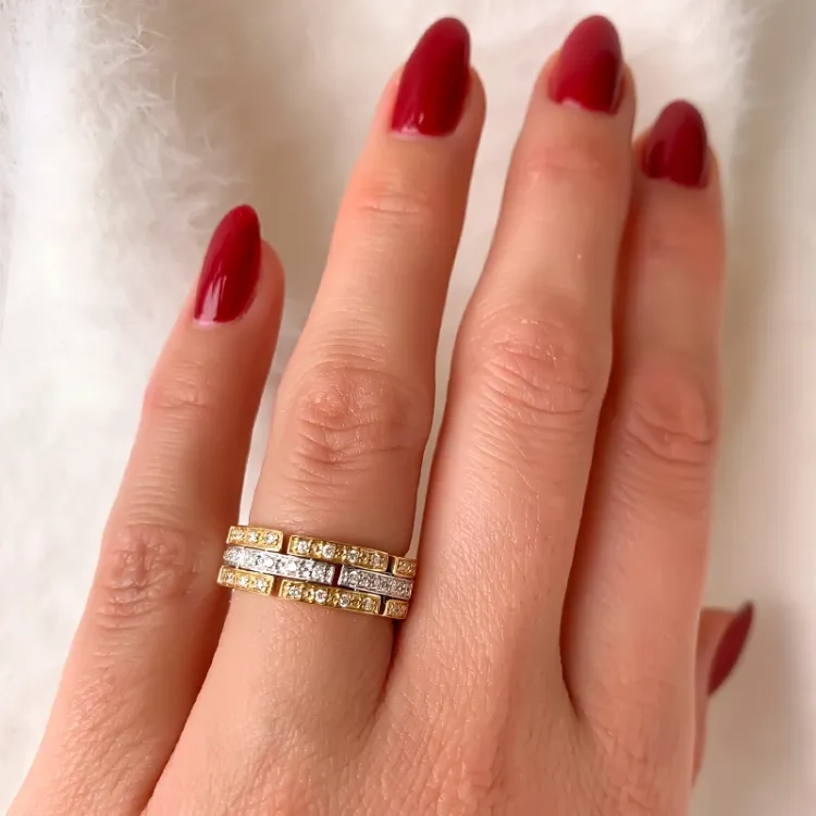 diamant gouden ring in 14 karaat goud-en witgoud 0,29 ct