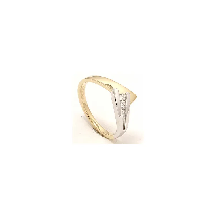 goud ring in 14 karaat goud-en witgoud 0,10 ct