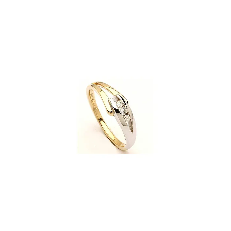 abstract diamant ring in 14 karaat goud-en witgoud 0,07 ct