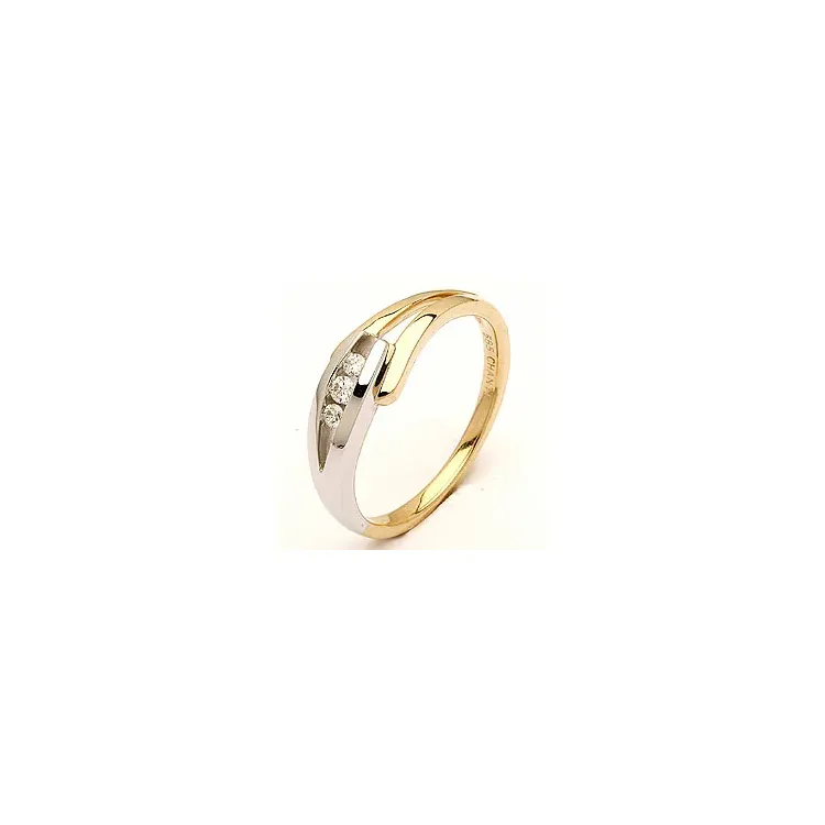 abstract diamant ring in 14 karaat goud-en witgoud 0,07 ct