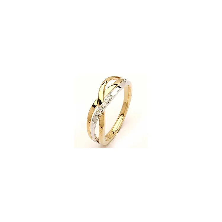 diamant ring in 14 karaat goud-en witgoud 0,03 ct