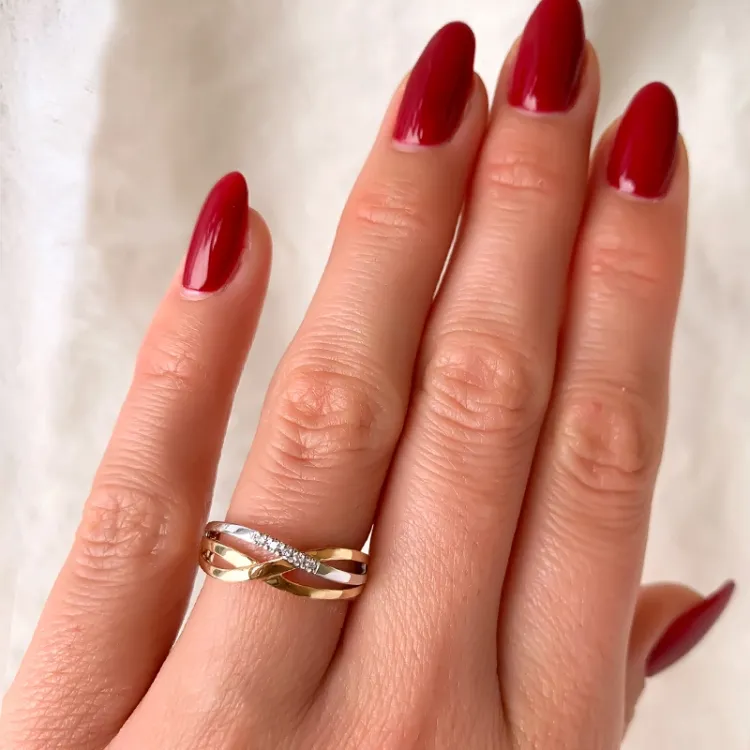 diamant ring in 14 karaat goud-en witgoud 0,03 ct