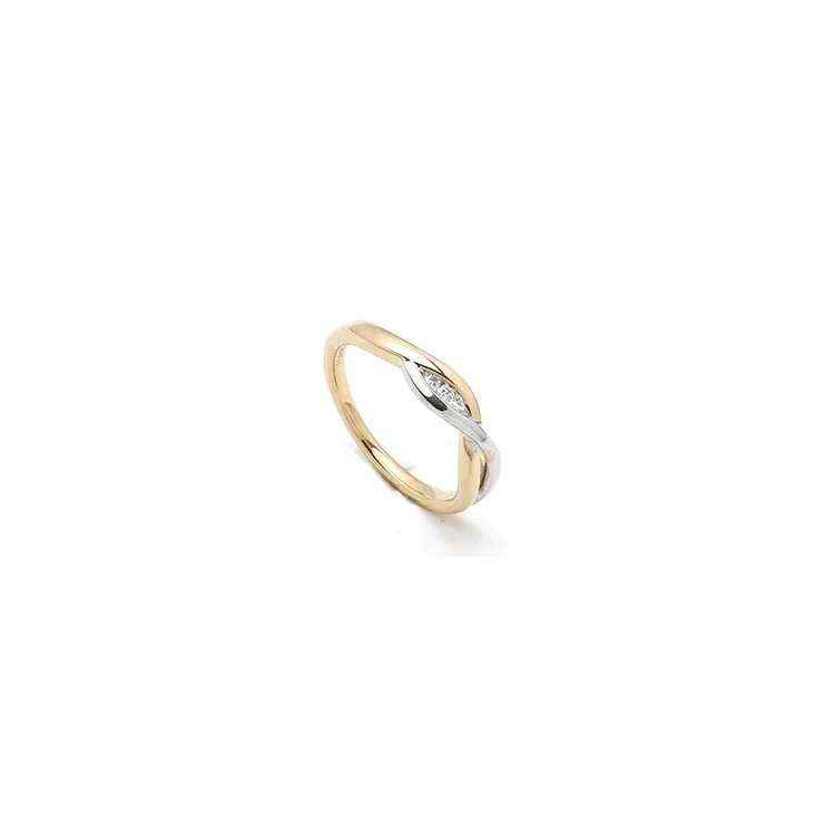 abstract diamant ring in 14 karaat goud-en witgoud 0,04 ct