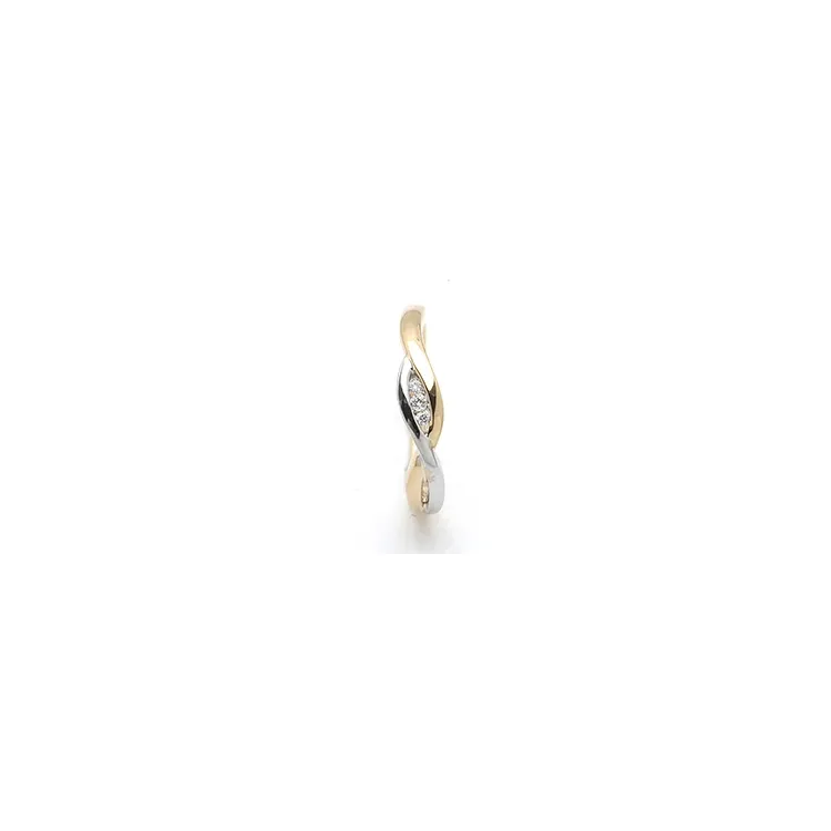 abstract diamant ring in 14 karaat goud-en witgoud 0,04 ct