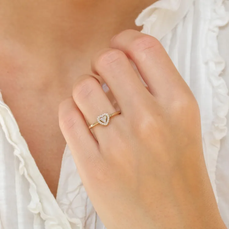 Hart ring in 14 karaat goud 0,129 ct