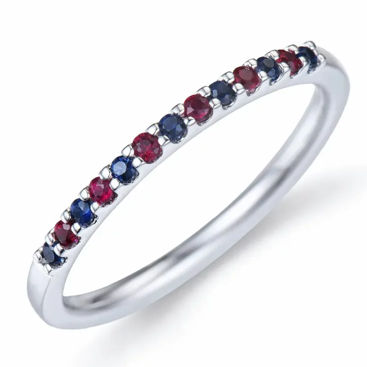 robijn ring in 14 karaat witgoud 0,16 ct 0,14 ct