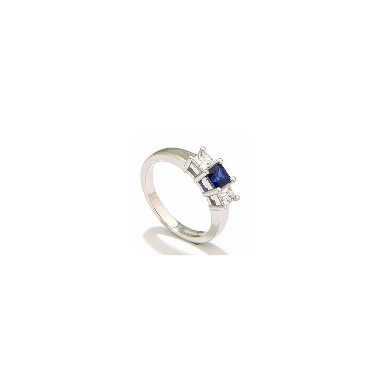 vierkant saffier ring in 14 karaat witgoud 0,52 ct 0,36 ct