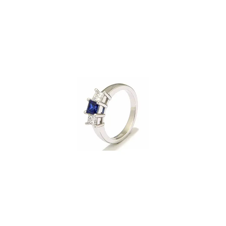 vierkant saffier ring in 14 karaat witgoud 0,52 ct 0,36 ct