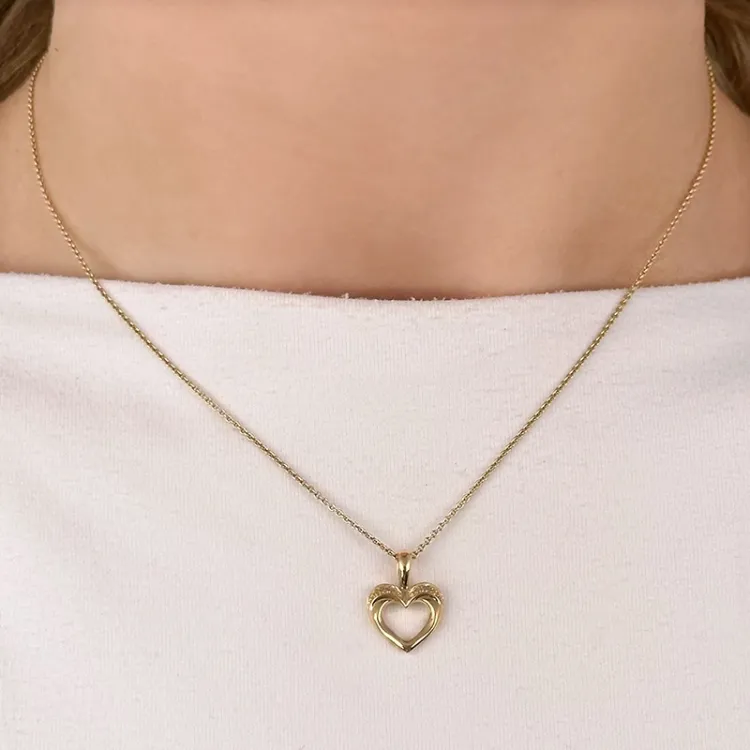 hart diamant hanger in 14 caraat goud 0,02 ct