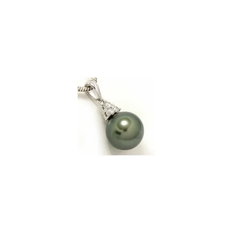 parel hanger in 14 caraat witgoud 0,12 ct