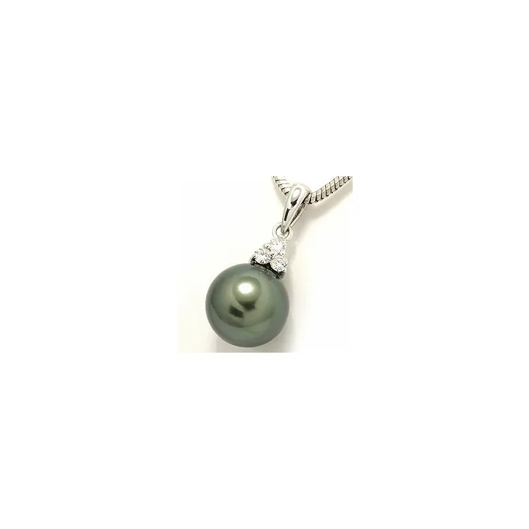 parel hanger in 14 caraat witgoud 0,12 ct