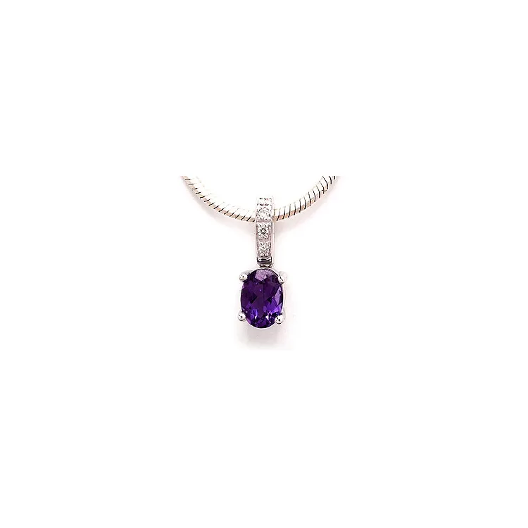 amethist hanger in 14 caraat witgoud 0,03 ct 0,80 ct