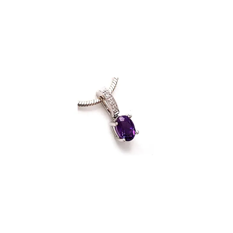 amethist hanger in 14 caraat witgoud 0,03 ct 0,80 ct
