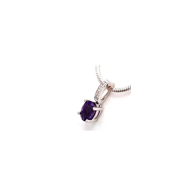 amethist hanger in 14 caraat witgoud 0,03 ct 0,80 ct