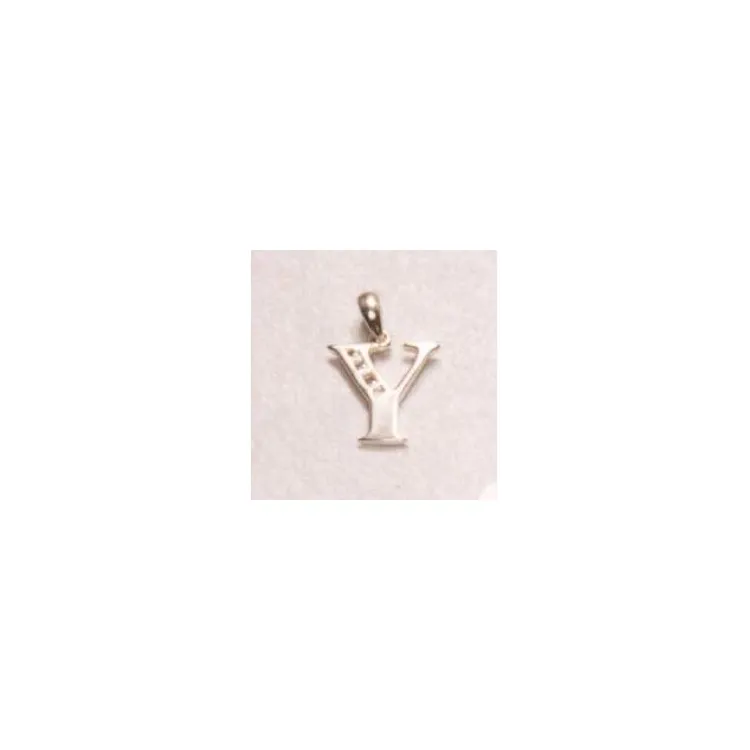 letter Y diamant hanger in 14 caraat witgoud 0,03 ct