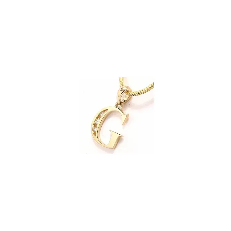 letter g hanger in 14 caraat goud 0,03 ct
