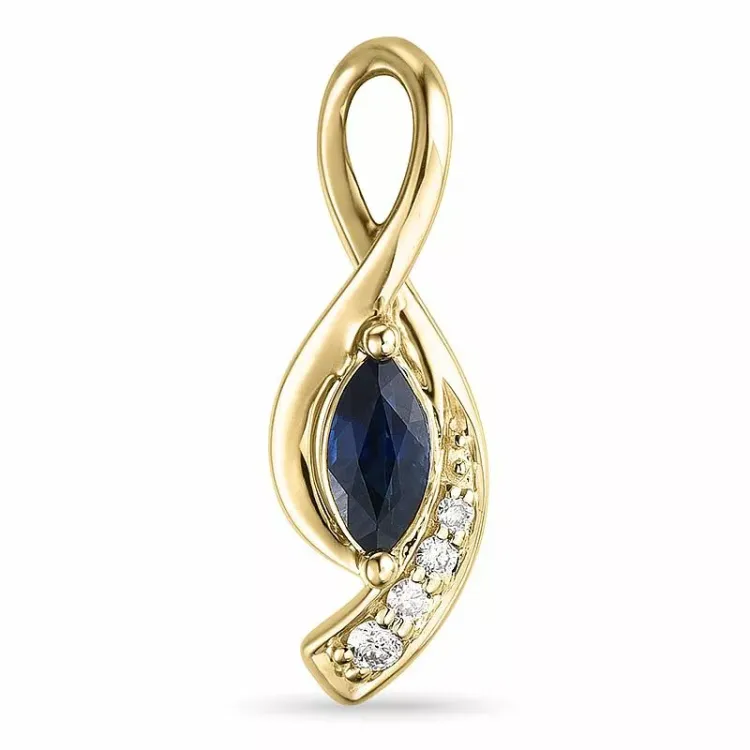 saffier hanger in 14 caraat goud 0,04 ct 0,34 ct