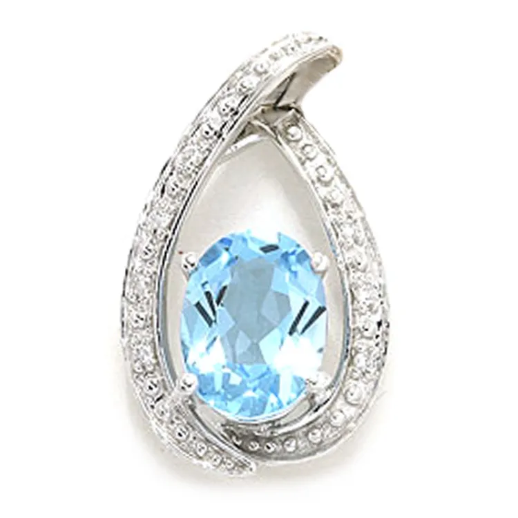 topaas hanger in 14 caraat witgoud 0,03 ct