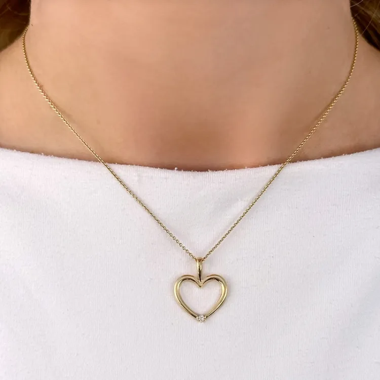 hart diamanten hanger in 14 caraat goud 0,02 ct