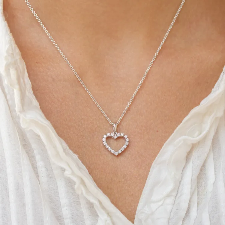 Hart diamanten hanger in 14 caraat witgoud 0,39 ct
