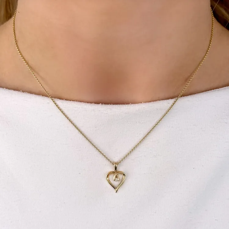 hart diamanten hanger in 14 caraat goud 0,02 ct