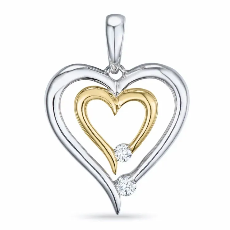 diamant hanger in 14 caraat goud-en witgoud 0,07 ct