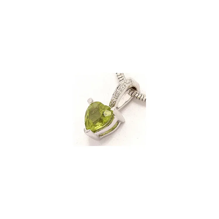 Groen peridoot diamanten hanger in 14 caraat witgoud 0,03 ct