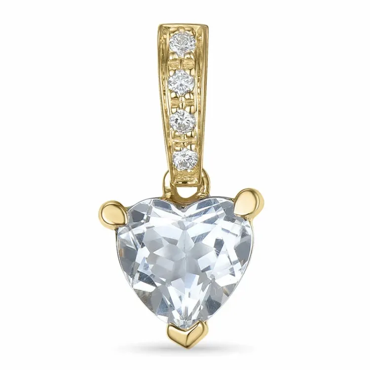 hart kwarts hanger in 14 caraat goud 0,03 ct 0,80 ct