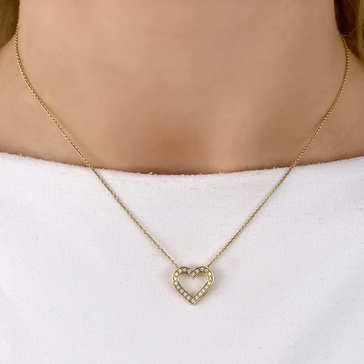 hart hanger in 14 caraat goud 0,15 ct