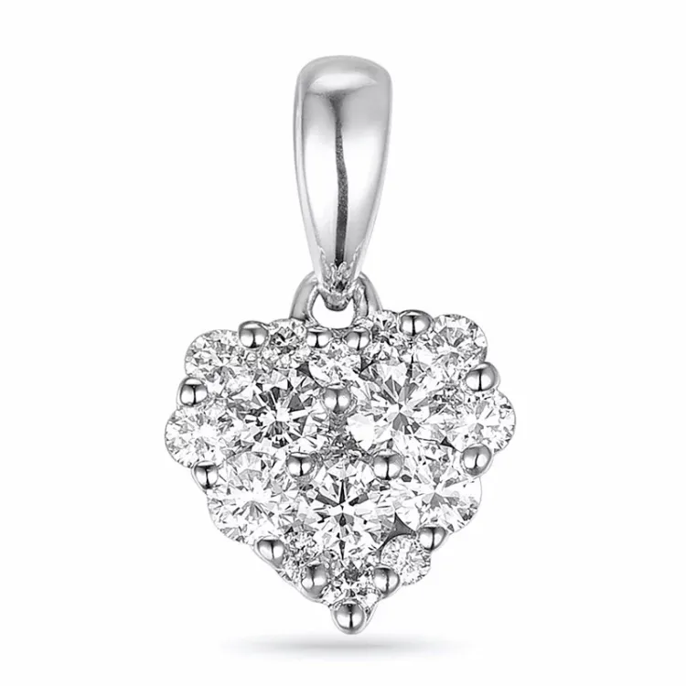 hart diamant hanger in 14 caraat witgoud 0,35 ct