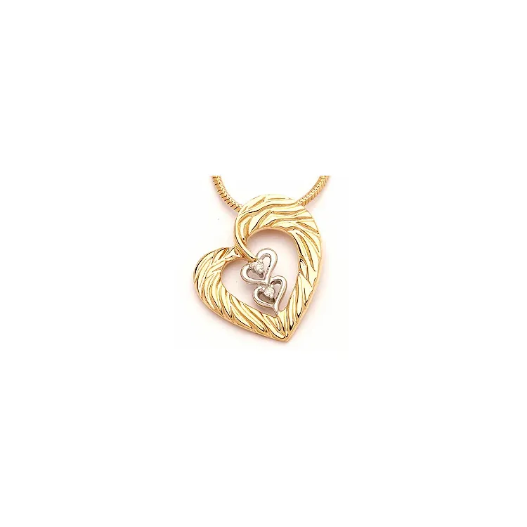 hart diamant hanger in 14 caraat goud-en witgoud 0,02 ct