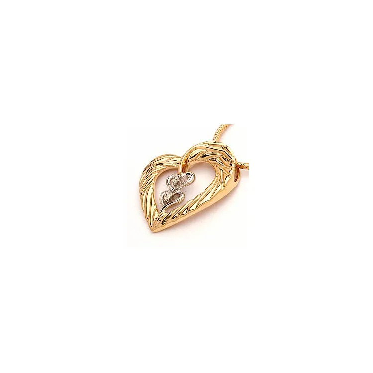 hart diamant hanger in 14 caraat goud-en witgoud 0,02 ct