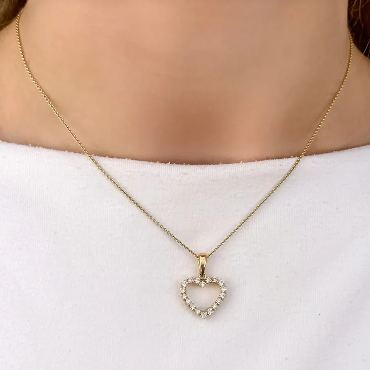 hart hanger in 14 caraat goud 0,39 ct