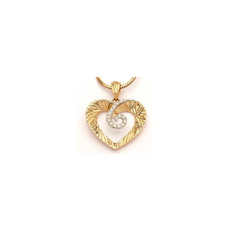hart hanger in 14 caraat goud-en witgoud 0,11  ct