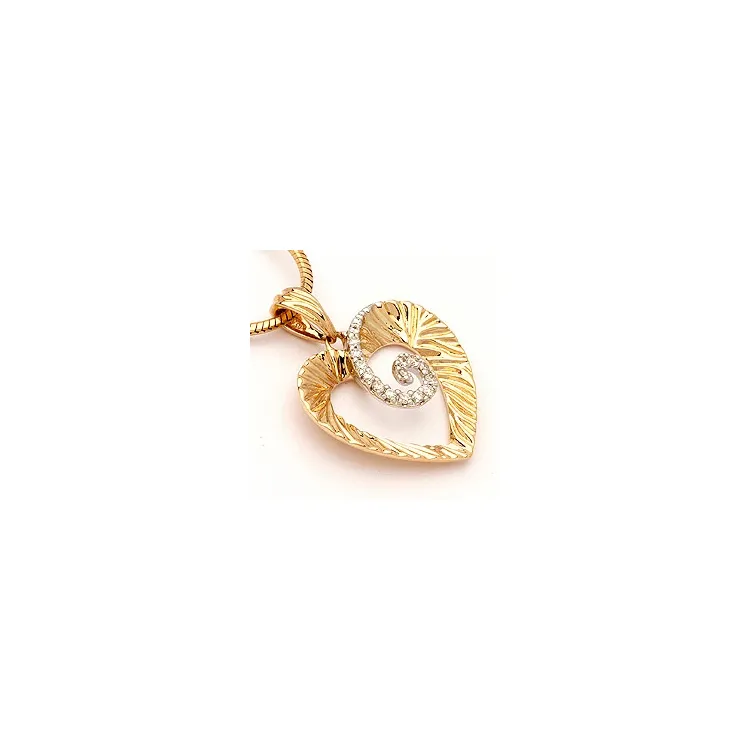 hart hanger in 14 caraat goud-en witgoud 0,11  ct