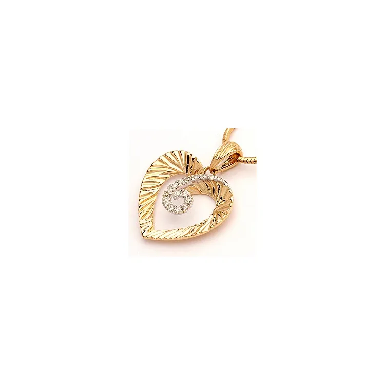 hart hanger in 14 caraat goud-en witgoud 0,11  ct