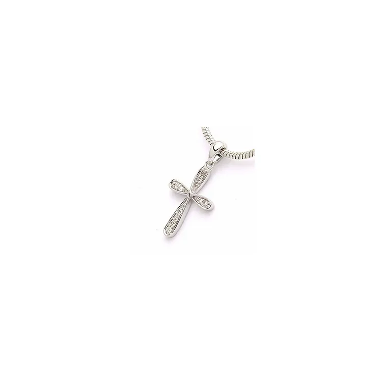 kruis hanger in 14 caraat witgoud 0,08 ct