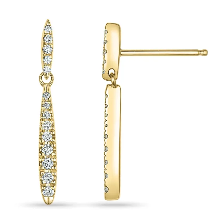 lange diamant oorbellen in 14 karaat goud met diamant 