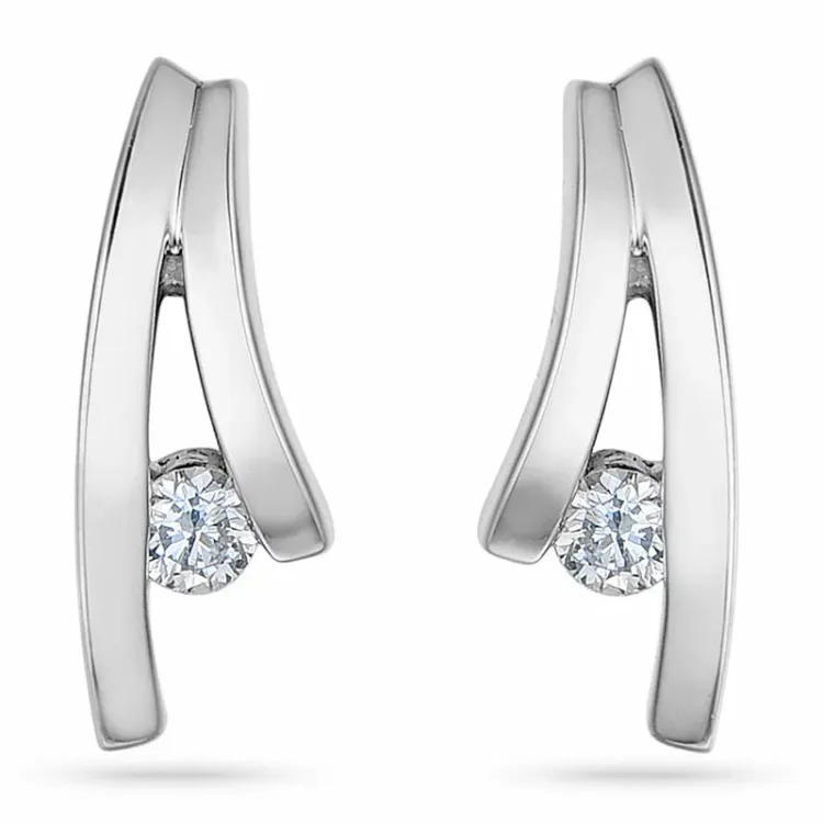 Briljant oorbellen in 14 karaat witgoud met diamant