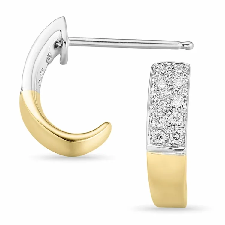 Echt diamant briljant oorbellen in 14 karaat goud en witgoud met diamanten