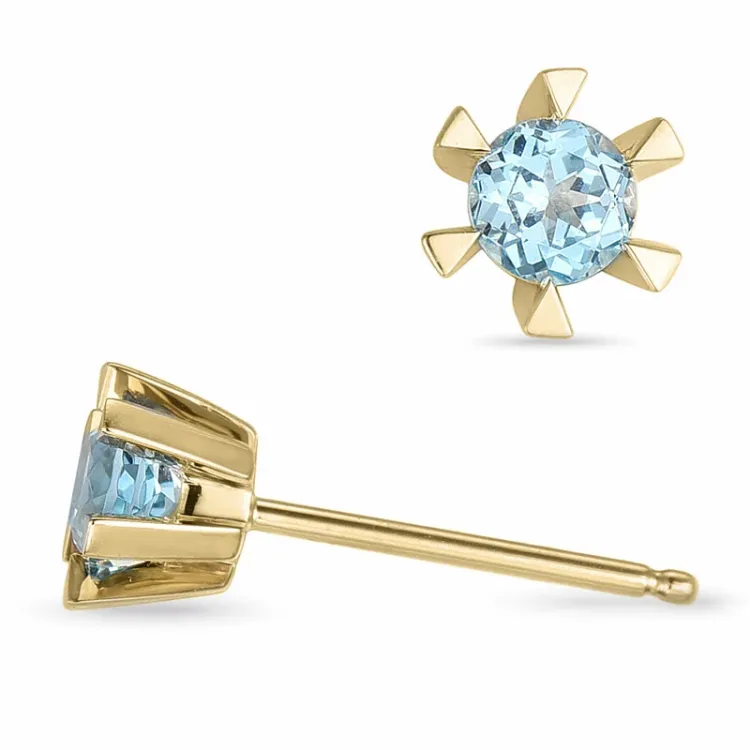 2 x 0,22 ct solitaire oorbel in 14 karaat goud met topaas
