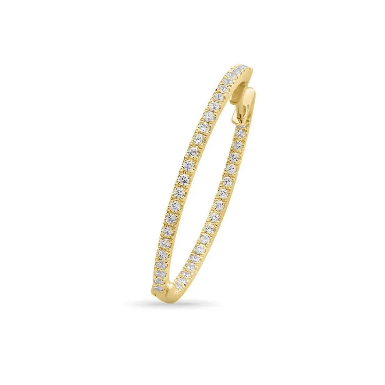 1/2 paar diamant creool in 14 karaat goud met diamant