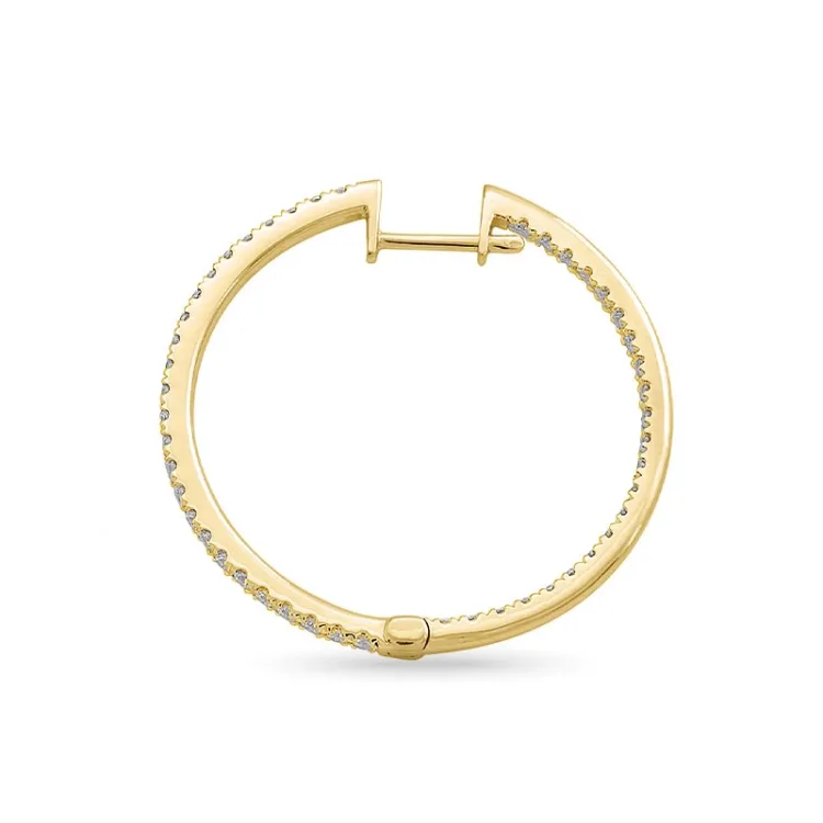 1/2 paar diamant creool in 14 karaat goud met diamant
