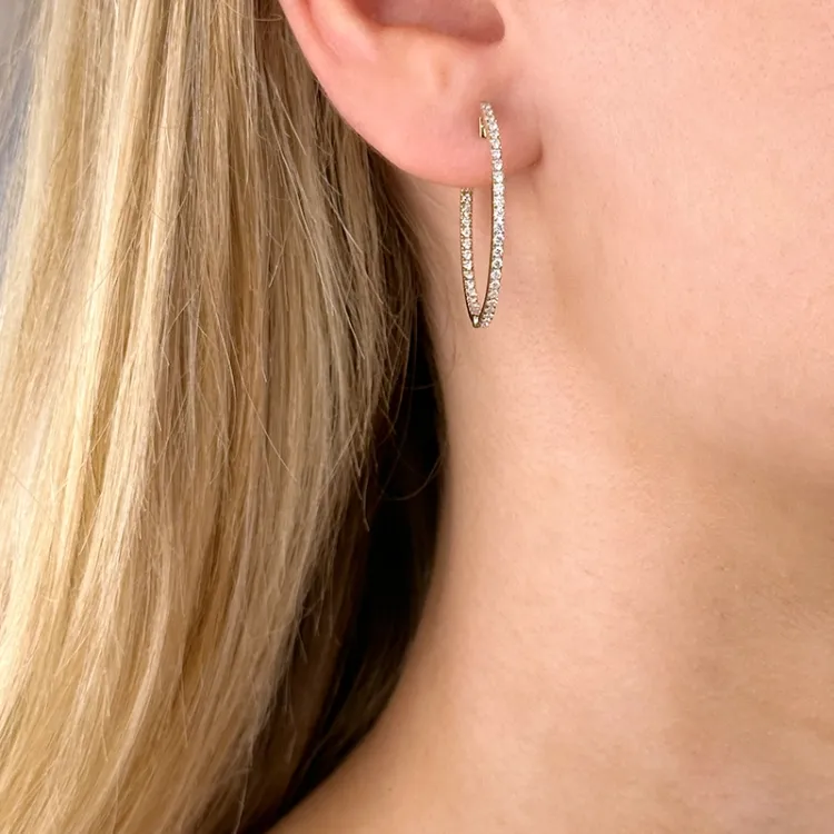 28 mm diamant creool in 14 karaat goud met diamant