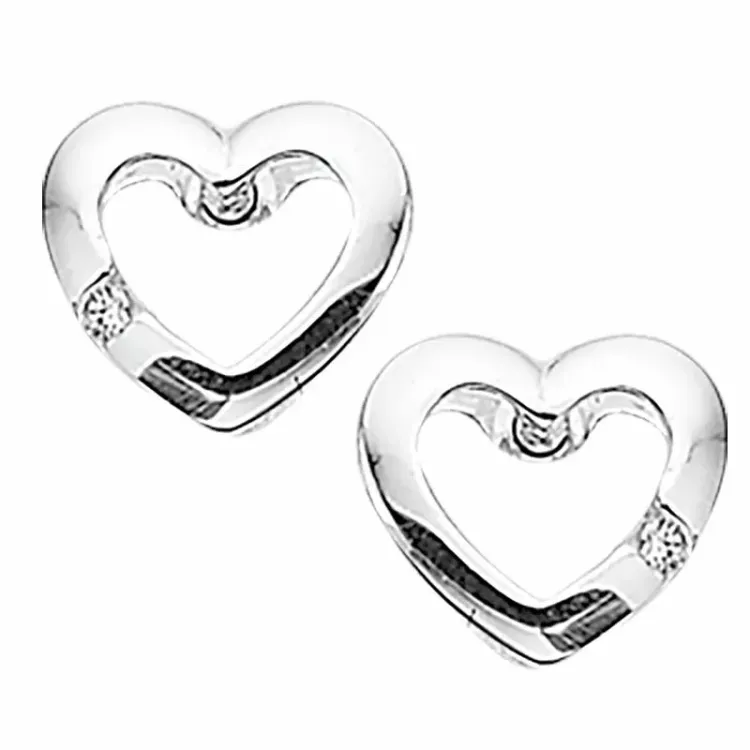 Glanzende Scrouples hart oorbellen in zilver witte zirkonen